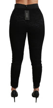 Load image into Gallery viewer, Dolce &amp; Gabbana Black Lace Skinny High Waist Cotton Pants
