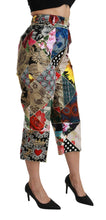 Load image into Gallery viewer, Dolce &amp; Gabbana Silk Multicolor Print High Waist Cropped Pants
