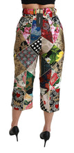 Load image into Gallery viewer, Dolce &amp; Gabbana Silk Multicolor Print High Waist Cropped Pants
