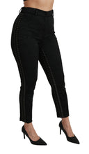 Load image into Gallery viewer, Dolce &amp; Gabbana Black Brocade Skinny High Waist Pants
