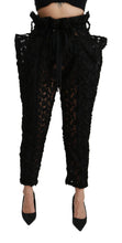 Load image into Gallery viewer, Dolce &amp; Gabbana Black Floral Lace Tapered High Waist Pants
