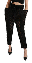 Load image into Gallery viewer, Dolce &amp; Gabbana Black Floral Lace Tapered High Waist Pants
