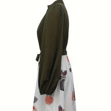 Load image into Gallery viewer, Ladies' Fashion Printed V-neck Waist Strap Casual Dress
