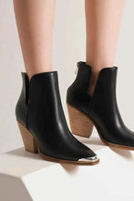 Load image into Gallery viewer, Beast Fashion Pointed : Metal-Tip Toe Block Heel Ankle Boots
