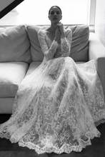 Load image into Gallery viewer, Luxury Long Sleeve Lace Sheer Robe Dress | Bridal Getting Ready &amp; Boudoir Gown

