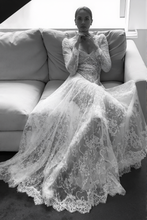 Load image into Gallery viewer, Luxury Long Sleeve Lace Sheer Robe Dress | Bridal Getting Ready &amp; Boudoir Gown
