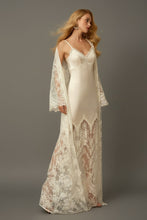 Load image into Gallery viewer, Chantilly Lace Long Robe with Silky Satin Lace Nightgown - next day shipping
