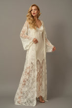 Load image into Gallery viewer, Chantilly Lace Long Robe with Silky Satin Lace Nightgown - next day shipping
