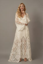 Load image into Gallery viewer, Chantilly Lace Long Robe with Silky Satin Lace Nightgown - next day shipping
