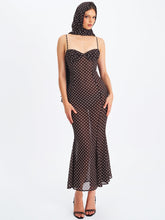Load image into Gallery viewer, Yadira Brown Base Polka Dot Chiffon Maxi Dress
