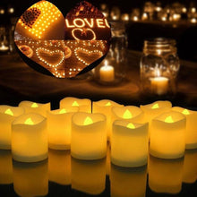 Load image into Gallery viewer, 12Pcs Electronic LED Tea Light Candles  Flickering Bulb Battery Operated Flameless LED Tea Light for Seasonal &amp; Festival Celebration Electric Fake Candle Realistic Battery-Powered Flameless Candles for Home Bedroom Party Wedding Festival Decor
