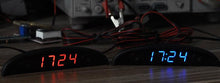Load image into Gallery viewer, 12V Car Interior 3 In 1 Car Clock Voltmeter Thermometer and Voltage Meter Monitor Touch Switch Blue Red Light Thermometers Voltmeter Gauge Electronic Clock LED Digital Display LCD Screen Clock
