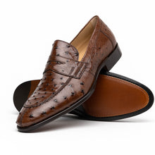 Load image into Gallery viewer, 13-500-BRN ROMA Ostrich Quill Penny Loafer, Brown
