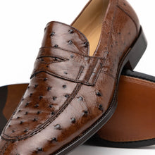 Load image into Gallery viewer, 13-500-BRN ROMA Ostrich Quill Penny Loafer, Brown
