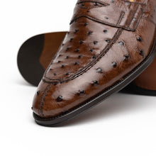 Load image into Gallery viewer, 13-500-BRN ROMA Ostrich Quill Penny Loafer, Brown
