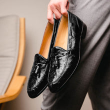Load image into Gallery viewer, 13-581-BLK FRANCO Ostrich Tassel Loafer, Black
