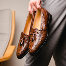 Load image into Gallery viewer, 13-581-BRN FRANCO Ostrich Tassel Loafer, Brown
