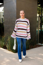 Load image into Gallery viewer, Striped Bell Sleeve Light Sweater
