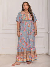 Load image into Gallery viewer, Pink Purple Plus Size Printed Flutter Sleeve Maxi Dress Elegant &amp; Flowy Dress Unique Design
