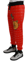 Load image into Gallery viewer, Dolce &amp; Gabbana Red Piggy Bank Cotton Crystal Trousers Pants
