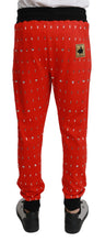 Load image into Gallery viewer, Dolce &amp; Gabbana Red Piggy Bank Cotton Crystal Trousers Pants
