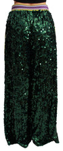 Load image into Gallery viewer, Dolce &amp; Gabbana Green Sequin Trousers Queens Angel Pants
