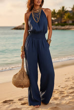 Load image into Gallery viewer, Women's Halter-Neck Backless Wide-Leg Jumpsuit – Solid Color Street Style
