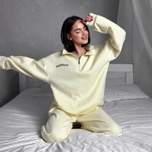 Load image into Gallery viewer, Women's Embroidered Half-Zip Sweatshirt &amp; Jogger Pants Set
