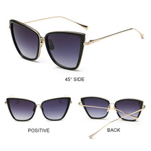 Load image into Gallery viewer, Big Cat Eye Sunglasses Women Black Mirror Sun Glasses
