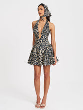 Load image into Gallery viewer, Mackenzie Cheetah Print Halter Linen Mini Dress
