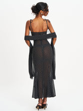 Load image into Gallery viewer, Yadira Black Base Polka Dot Chiffon Maxi Dress

