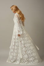 Load image into Gallery viewer, Chantilly Lace Long Robe with Silky Satin Lace Nightgown - next day shipping
