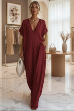 Load image into Gallery viewer, Women's Deep V-Neck Batwing Sleeve Lace-Trim Kaftan Maxi Dress
