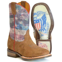 Load image into Gallery viewer, Tin Haul Little Patriot / Americana Sole (Red, White, &amp; Blue) - Little Kids/Big Kids Leather Cowboy Boots
