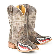 Load image into Gallery viewer, Tin Haul Toastin a Gnarly Shark / Beer Girl Sole (Brown Crackle) - Men&#39;s Leather Cowboy Boots
