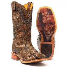 Load image into Gallery viewer, Tin Haul 3:16 With Bible Verse - Men&#39;s Leather Cowboy Boot
