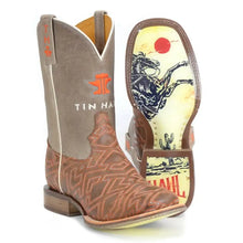 Load image into Gallery viewer, Tin Haul Puzzler / Bucking Sole ( Tan/Brown ) - Mens Leather Cowboy Boot
