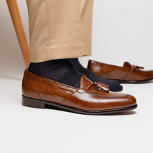 Load image into Gallery viewer, 14-580-CGN FRANCO Teju Lizard Tassel Loafer, Cognac
