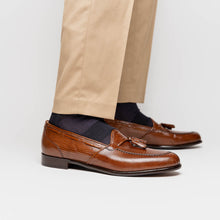 Load image into Gallery viewer, 14-580-CGN FRANCO Teju Lizard Tassel Loafer, Cognac
