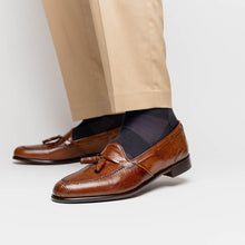 Load image into Gallery viewer, 14-580-CGN FRANCO Teju Lizard Tassel Loafer, Cognac
