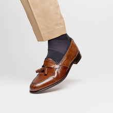 Load image into Gallery viewer, 14-580-CGN FRANCO Teju Lizard Tassel Loafer, Cognac
