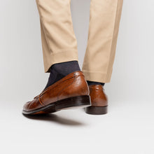 Load image into Gallery viewer, 14-580-CGN FRANCO Teju Lizard Tassel Loafer, Cognac
