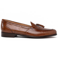 Load image into Gallery viewer, 14-580-CGN FRANCO Teju Lizard Tassel Loafer, Cognac
