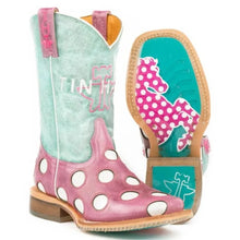 Load image into Gallery viewer, Tin Haul Little Miss Dotty / Horse A Dot Sole (Pink) - Little Kids/Big Kids Leather Cowgirl Boots
