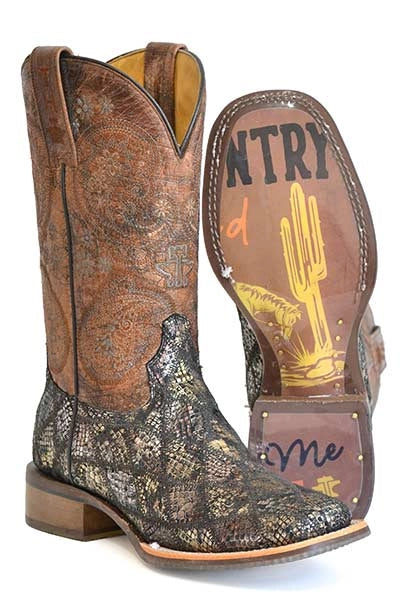 Tin Haul Paisley Python - Women's Leather Cowgirl Boot