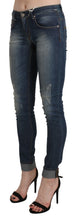 Load image into Gallery viewer, Acht Blue Washed Low Waist Skinny Cropped Denim Trouser
