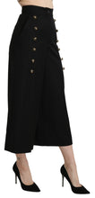 Load image into Gallery viewer, Dolce &amp; Gabbana Black Wide Wool Leg Cropped Trouser Pant
