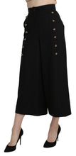 Load image into Gallery viewer, Dolce &amp; Gabbana Black Wide Wool Leg Cropped Trouser Pant
