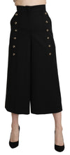 Load image into Gallery viewer, Dolce &amp; Gabbana Black Wide Wool Leg Cropped Trouser Pant
