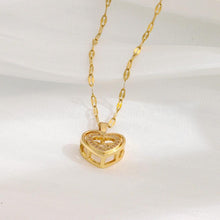 Load image into Gallery viewer, Double-Layer Love Necklace - Rhinestone Titanium Steel Pendant
